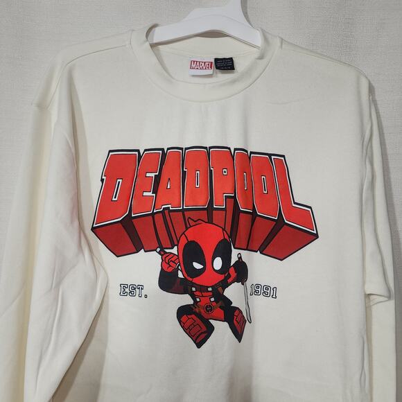 Marvel Deadpool Graphic white sweatshirt men's Large - Picture 3 of 6